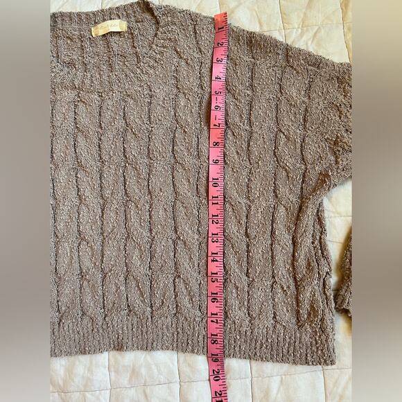 Altar'd State Taupe Lightweight Cable Knit Slouchy Sweater Fishermancore - Small - Picture 3 of 8